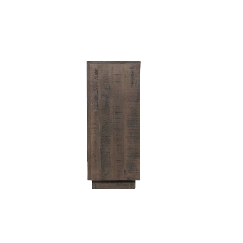 Lark Brown Fluted 4-Door Solid Wood Sideboard Storage Cabinet