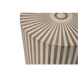 Lark Brown Round Solid Wood Mango End Table with Starburst Inlay Pattern