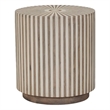 Lark Brown Round Solid Wood Mango End Table with Starburst Inlay Pattern