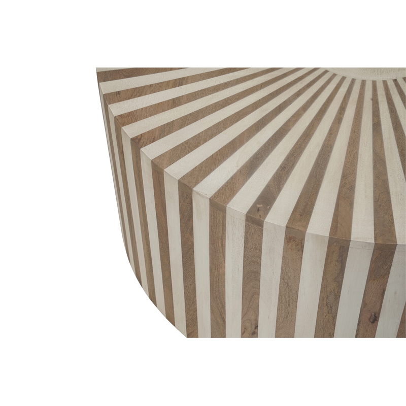 Lark 2-Piece Brown Solid Wood Coffee Table and End Table Set with Starburst Top