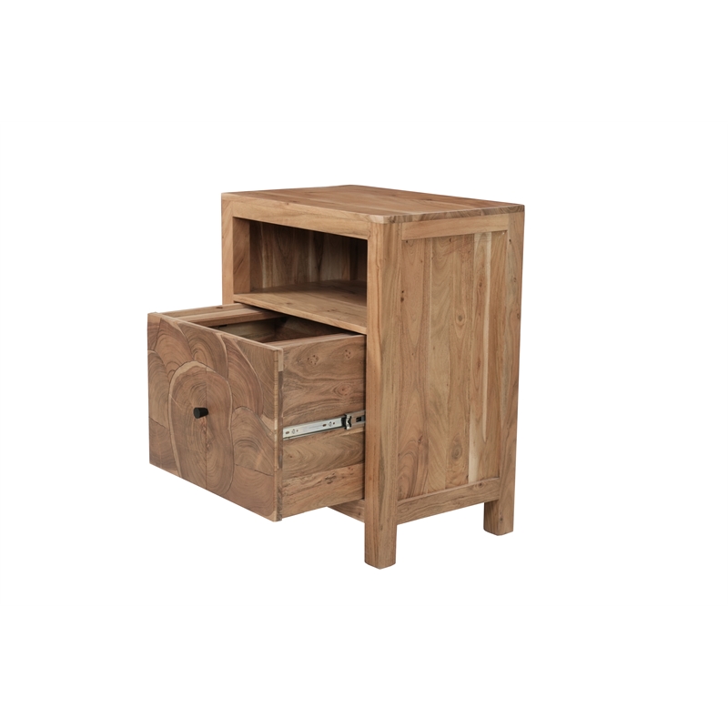 Belmont Brown Solid Wood 1-drawer Filing Cabinet with Tree Slice Design