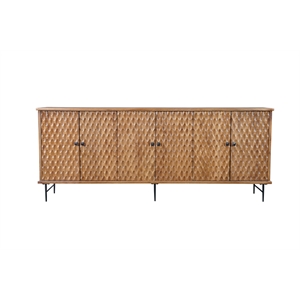 Mason 6-door Geometric Pattern Solid Wood Sideboard in Brown