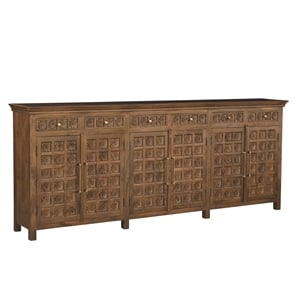 Isabella 6-drawer 6-door Floral Carved Solid Wood Sideboard in Brown