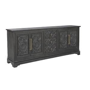 Isabella 3-drawer 4-door Carved Solid Wood Sideboard in Black