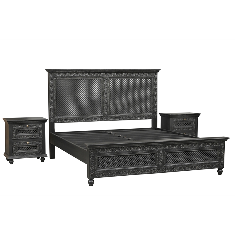Bailey 2-piece Carved Solid Wood Bedroom Set