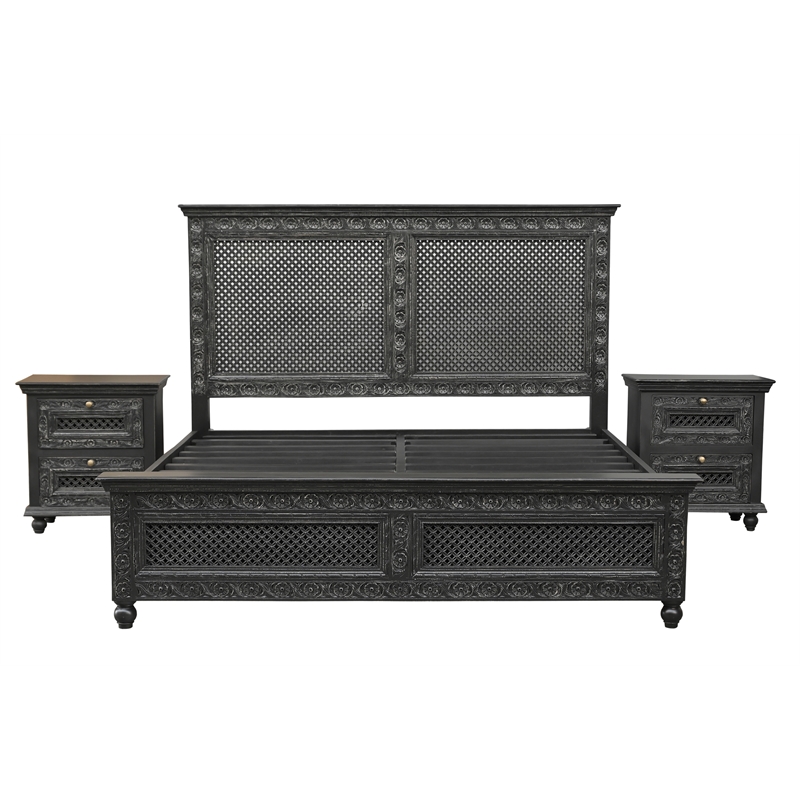 Bailey 2-piece Carved Solid Wood Bedroom Set