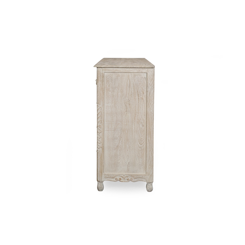 Monte Farmhouse 9-drawer Floral Carved Solid Wood Dresser in White