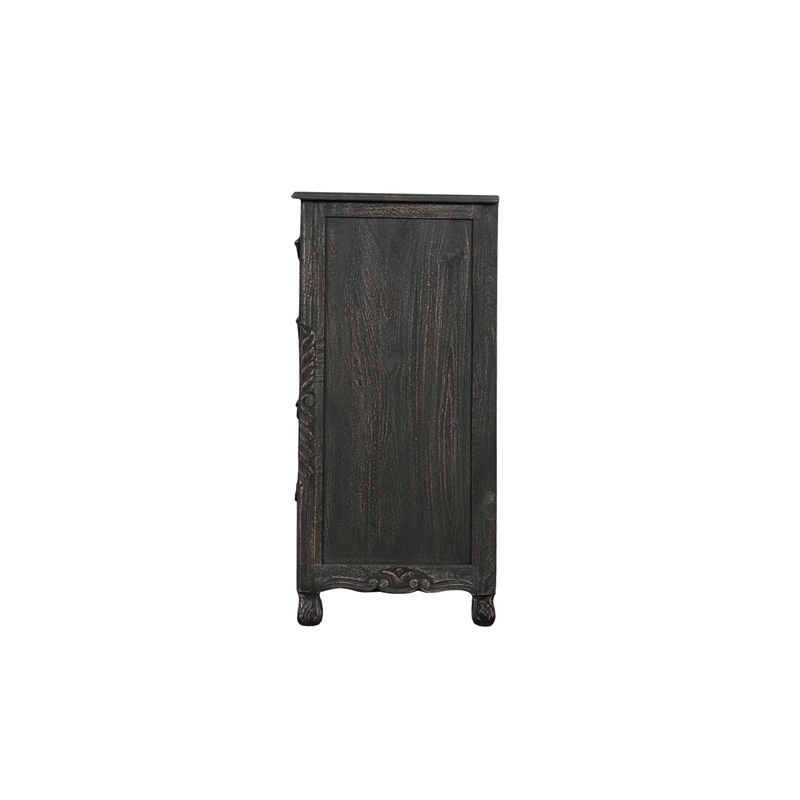 Monte Farmhouse 9-drawer Floral Carved Solid Wood Dresser in Black