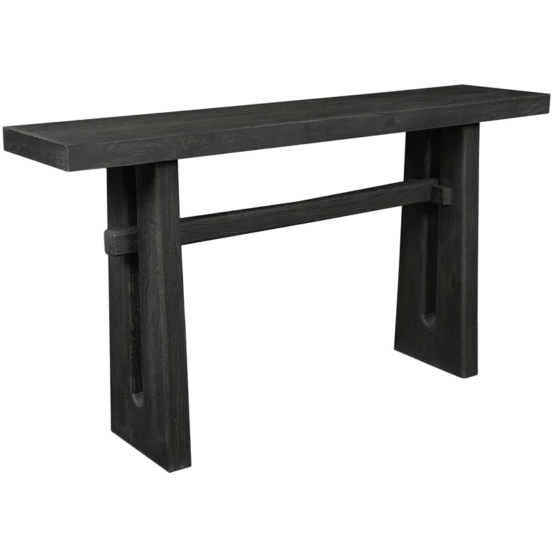 Mason Rustic Style Black Solid Wood Console Table with Solid Wood Legs 64