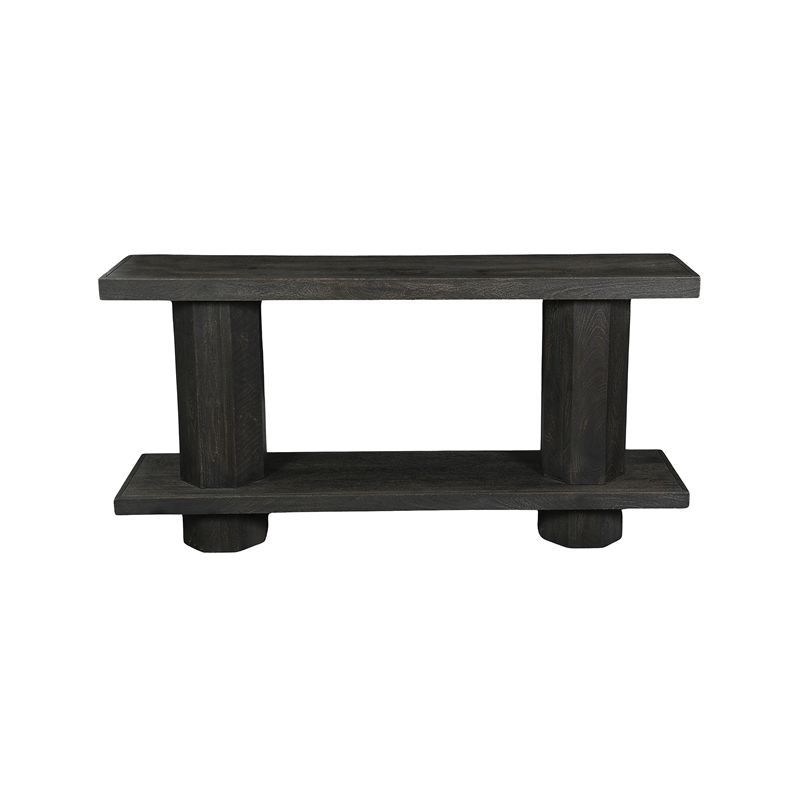 Mason Black Modern Solid Wood Console Table with Solid Wood Trestle Base 64