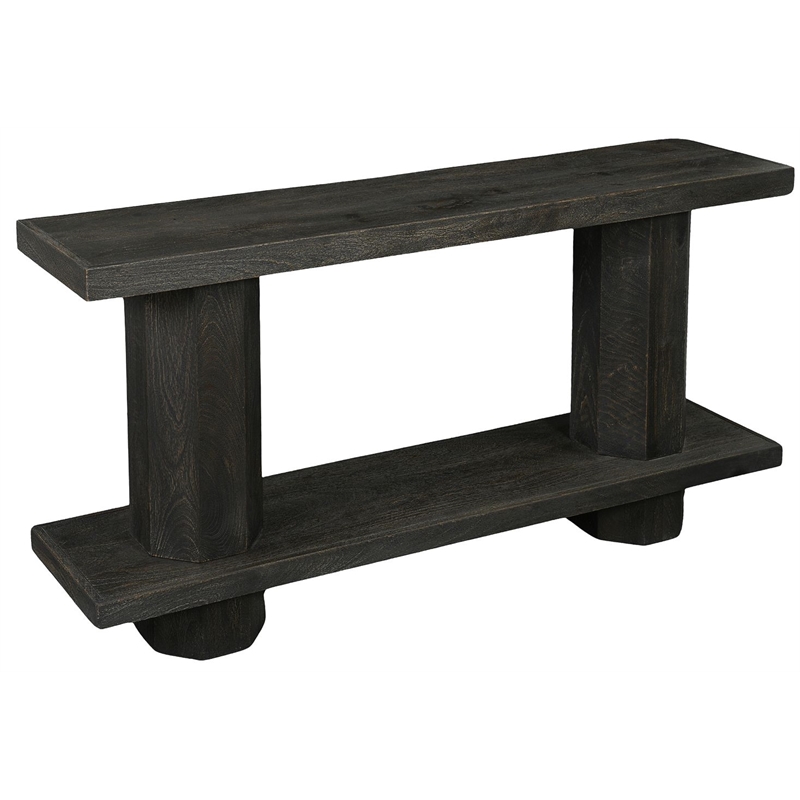 Mason Black Modern Solid Wood Console Table with Solid Wood Trestle Base 64