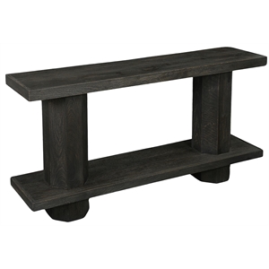 Mason Black Modern Solid Wood Console Table with Solid Wood Trestle Base 64&quot