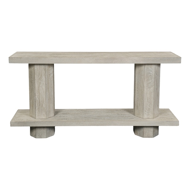 Mason Beige Modern Solid Wood Console Table with Solid Wood Trestle Base 64