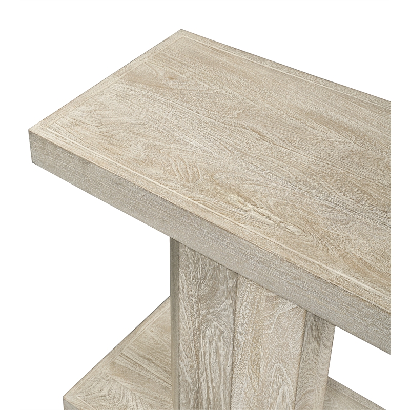 Mason Beige Modern Solid Wood Console Table with Solid Wood Trestle Base 64