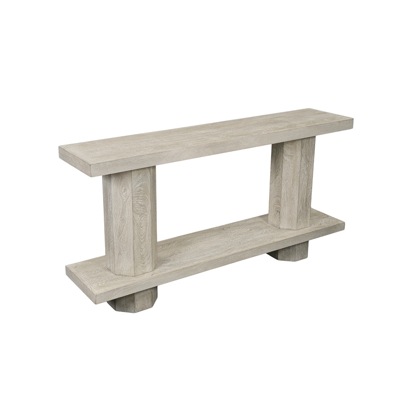 Mason Beige Modern Solid Wood Console Table with Solid Wood Trestle Base 64