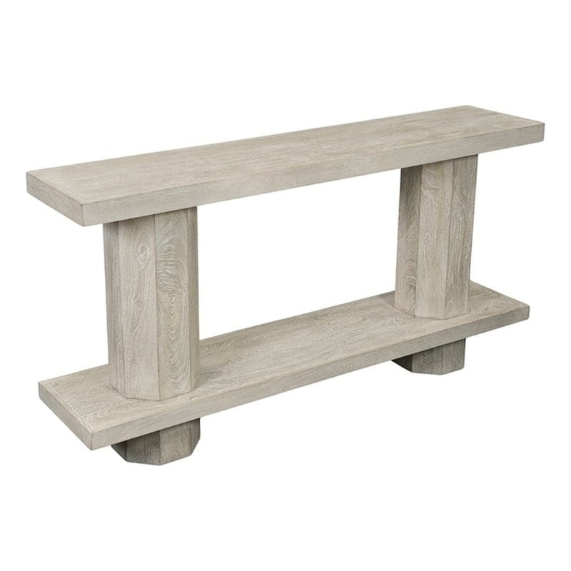 Mason Beige Modern Solid Wood Console Table with Solid Wood Trestle Base 64