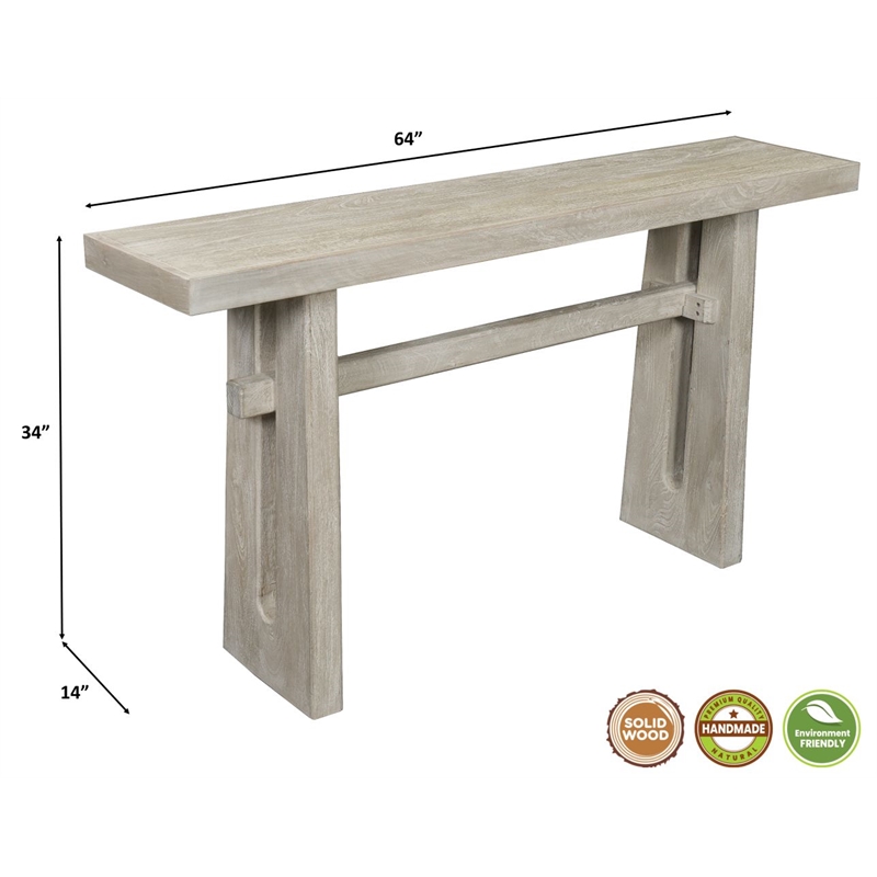Mason Rustic Style Beige Solid Wood Console Table with Solid Wood Legs 64