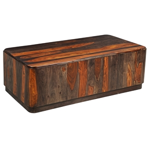 Warren Traditional Solid Wood Block Coffee Table with Plinth Base in Dark Brown