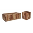 Warren Traditional Solid Wood Block Coffee Table with Plinth Base in Light Brown