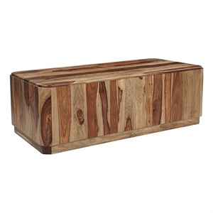 Warren Traditional Solid Wood Block Coffee Table with Plinth Base in Light Brown