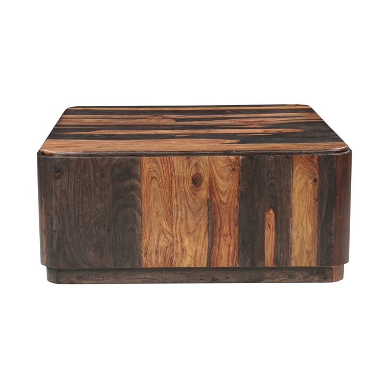 Warren Traditional Solid Wood Block Coffee Table with Plinth Base in Dark Brown