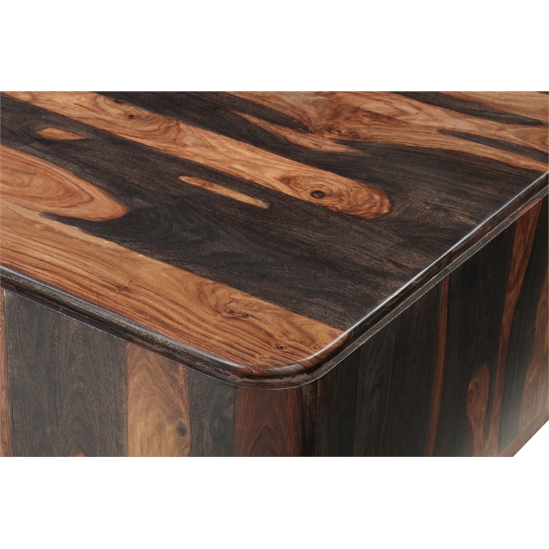 Warren Traditional Solid Wood Block Coffee Table with Plinth Base in Dark Brown
