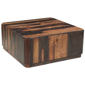 Warren Traditional Solid Wood Block Coffee Table with Plinth Base in Dark Brown