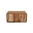 Warren Modern Solid Wood Square Coffee Table with Plinth Base in Light Brown