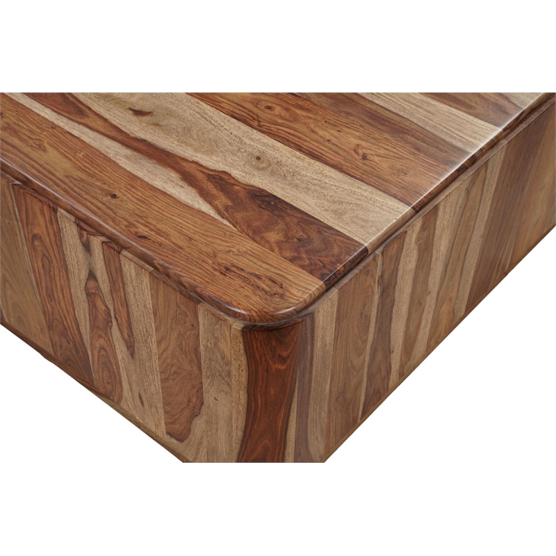 Warren Modern Solid Wood Square Coffee Table with Plinth Base in Light Brown