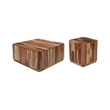 Warren Modern Solid Wood Square Coffee Table with Plinth Base in Light Brown
