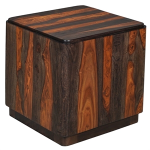 Warren Modern Solid Wood Block End Table with Plinth Base in Dark Brown