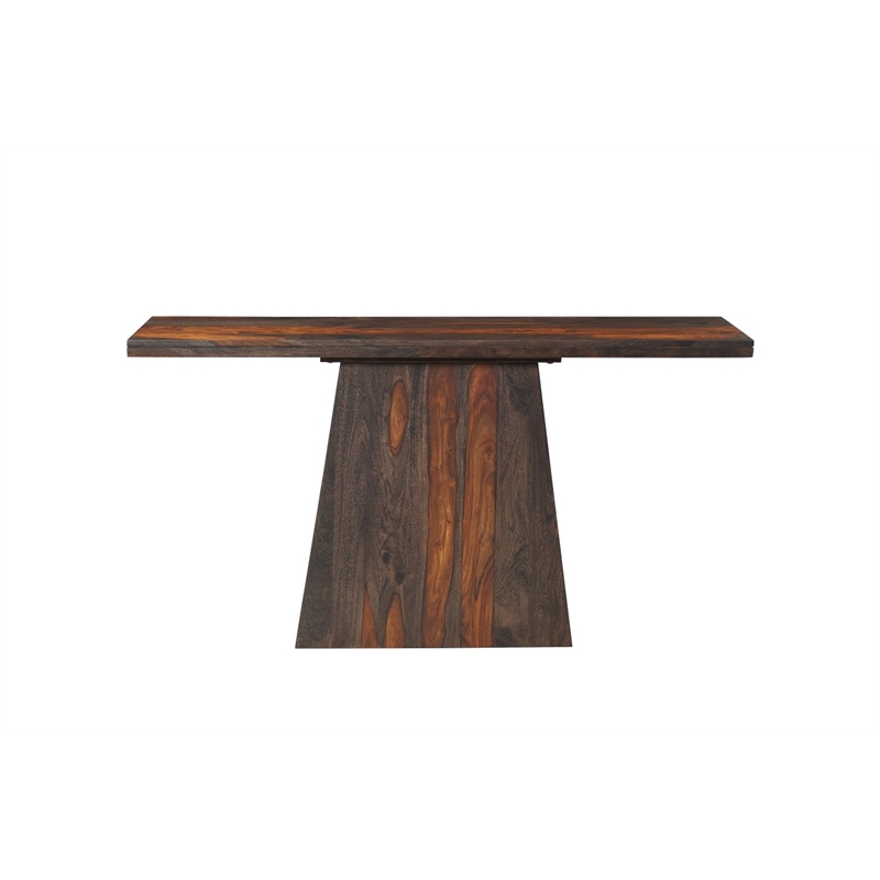 Warren Solid Wood Modern Console Table with Pedestal Base in Dark Brown