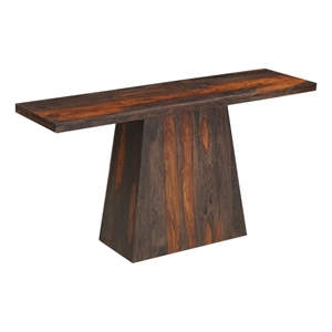 Warren Modern Solid Wood Console Table with Pedestal Base in Dark Brown