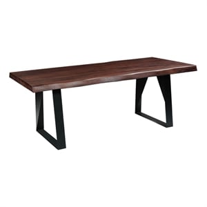 Darcy Live Edge Modern Solid Wood Dining Table with Iron Legs 80&quot in Dark Brown