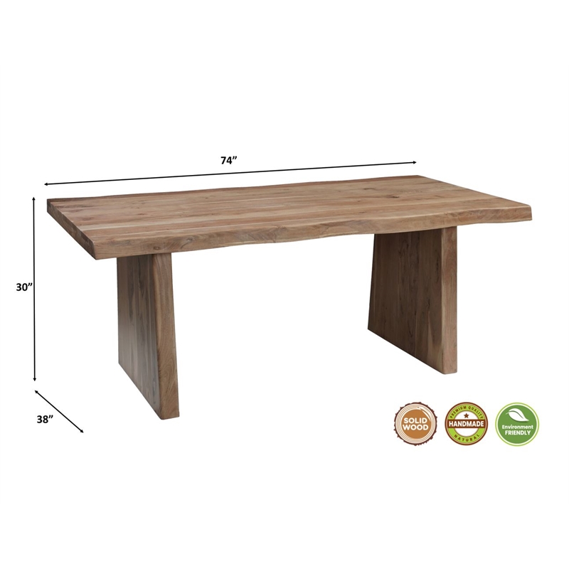 Darcy Modern Live Edge Solid Wood Dining Table 74