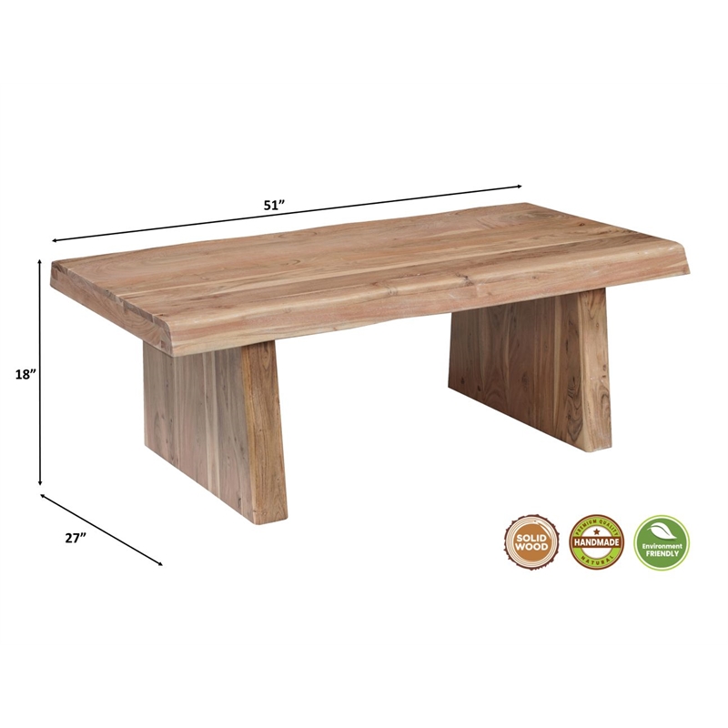 Darcy Modern Live Edge Solid Wood Coffee Table 51