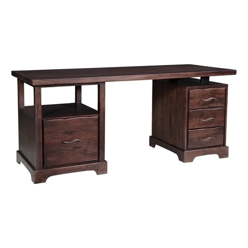 Darcy Solid Wood Writing Desk in Brown 68 Inches Long with Filing Drawer