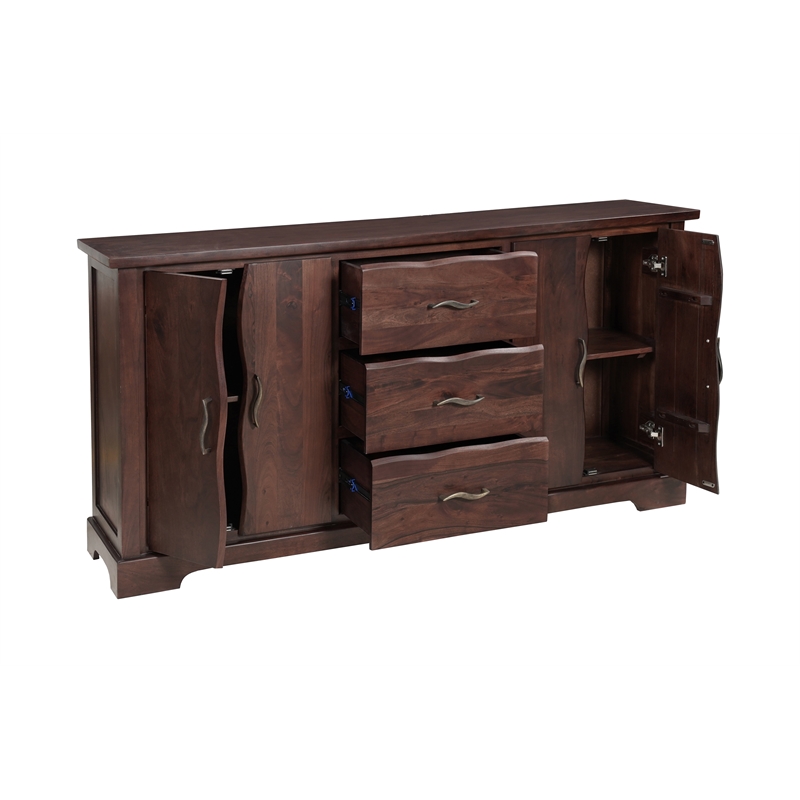Darcy Solid Wood Rectangular Sideboard in Brown 72 Inches Long