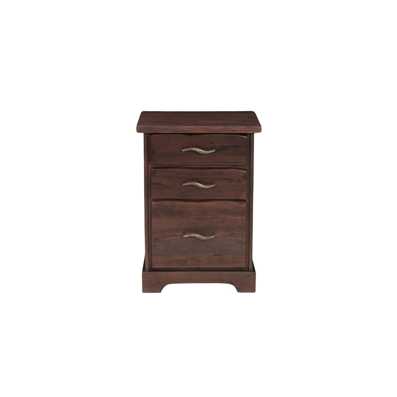 Darcy 3-Drawer Live Edge Solid Wood Filing Cabinet in Brown 30 Inches Tall
