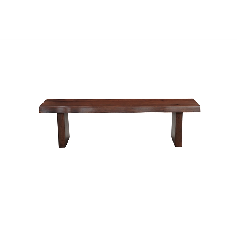 Darcy Live Edge Solid Wood Dining Bench in Dark Brown 68 Inches Long