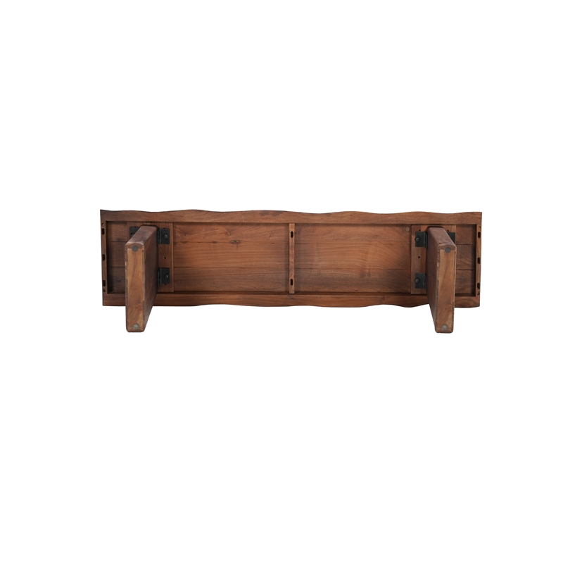 Darcy Live Edge Solid Wood Dining Bench in Dark Brown 68 Inches Long