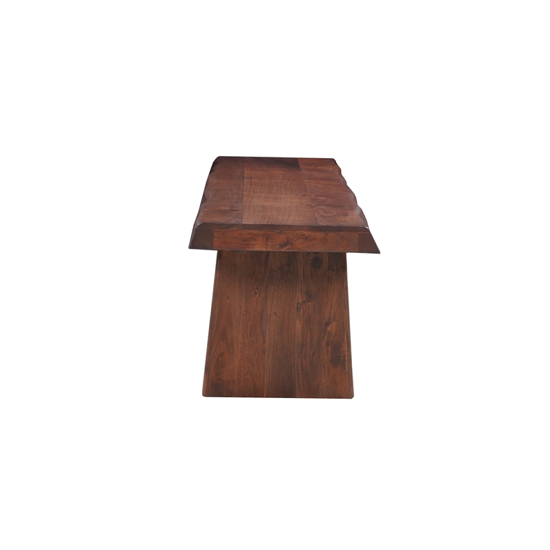Darcy Live Edge Solid Wood Dining Bench in Dark Brown 68 Inches Long
