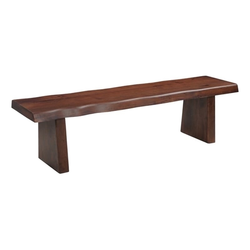 Darcy Live Edge Solid Wood Dining Bench in Dark Brown 68 Inches Long