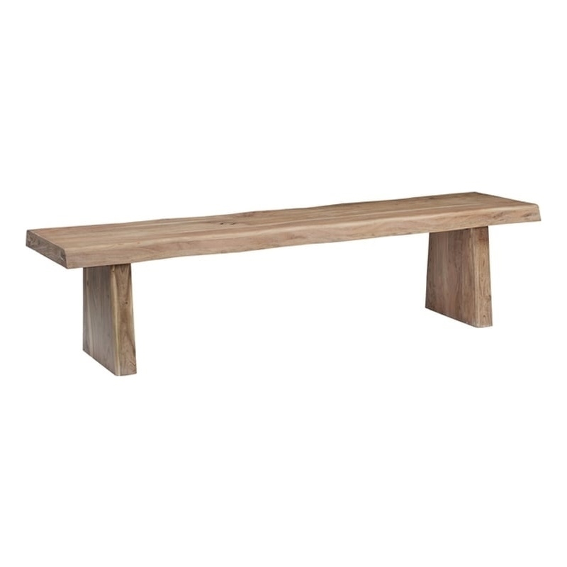 Darcy Live Edge Solid Wood Dining Bench in Natural 68 Inches Long