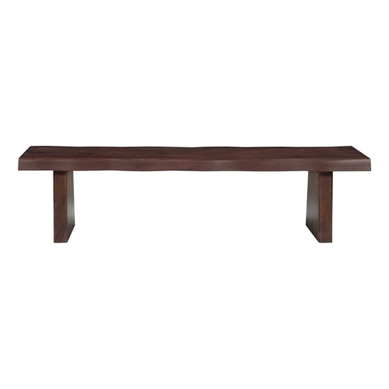 Darcy Live Edge Solid Wood Dining Bench in Dark Brown 75 Inches Long