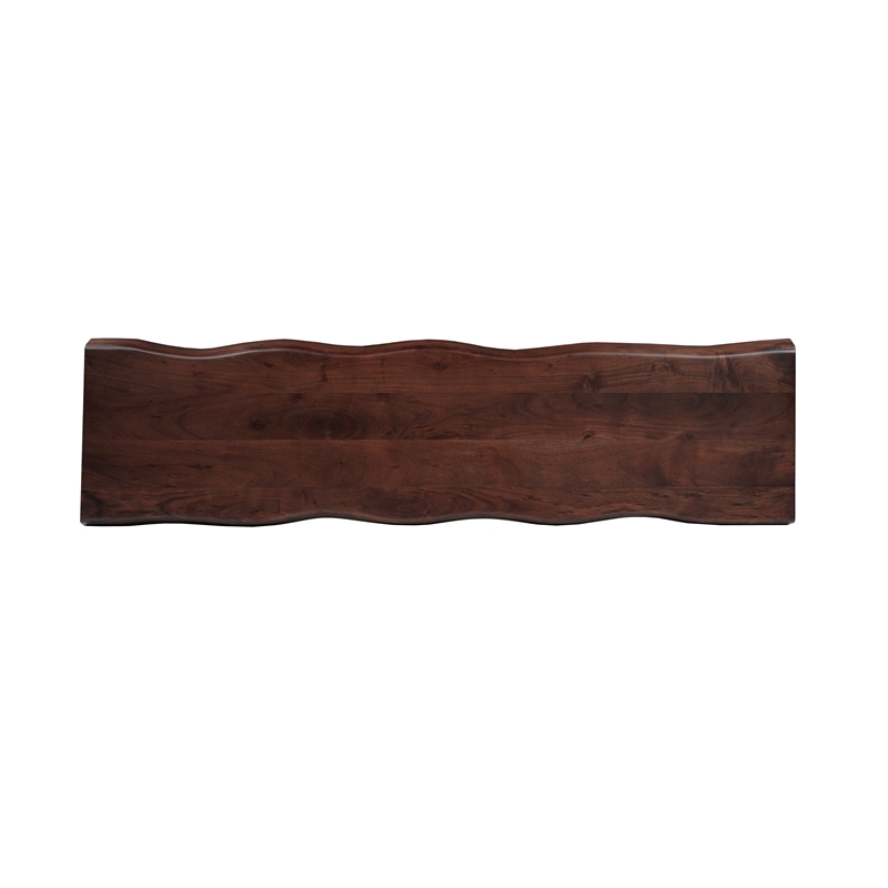 Darcy Live Edge Solid Wood Dining Bench in Dark Brown 75 Inches Long
