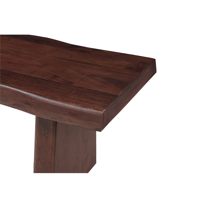 Darcy Live Edge Solid Wood Dining Bench in Dark Brown 75 Inches Long