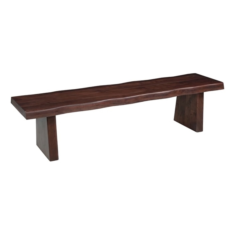 Darcy Live Edge Solid Wood Dining Bench in Dark Brown 75 Inches Long