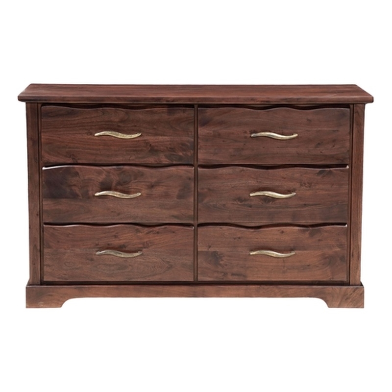 Darcy 6-drawer Live Edge Solid Wood Dresser in Dark Brown 60 Inches Long