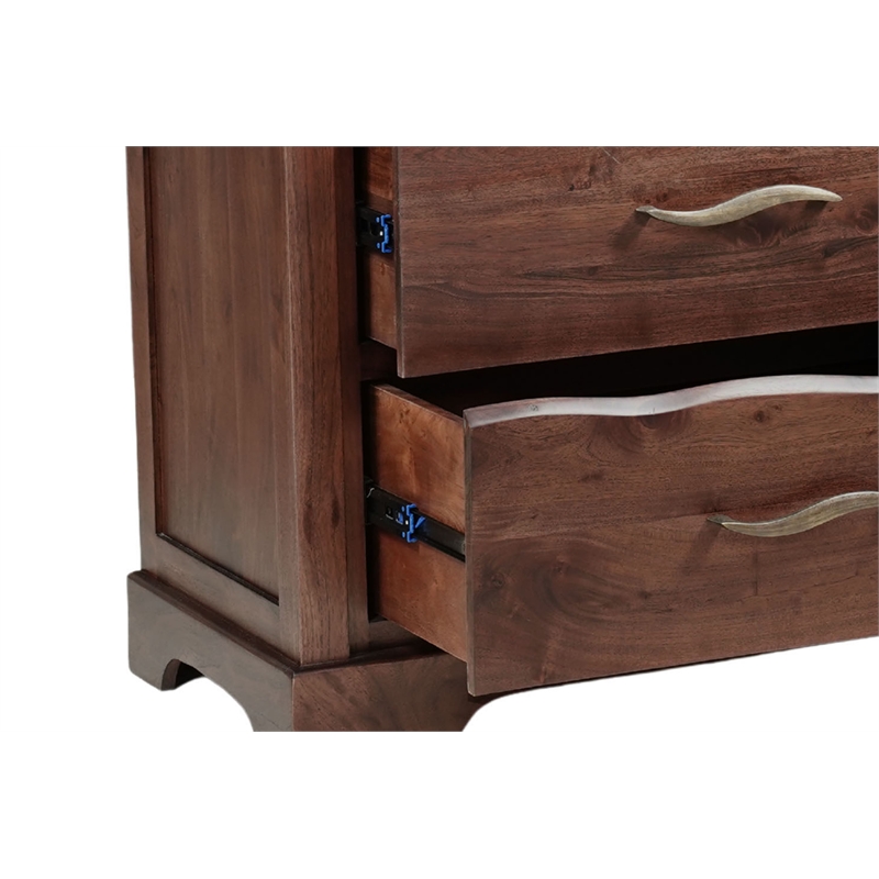 Darcy 6-drawer Live Edge Solid Wood Dresser in Dark Brown 60 Inches Long